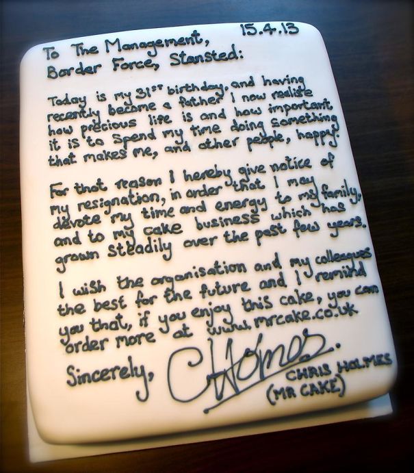 resignation-on-a-cake