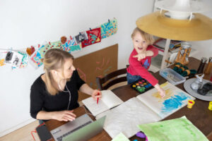 Employee-teaching-the-kids-whilst-working.-Employers-are-not-paying-for-this.-Maybe-shouldn't-have-the-right-to-work-from-home.