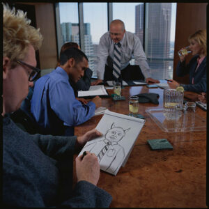 Employee-drawing-a-picture-of-the-employer.
