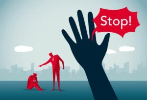 Employee-falsely-accused.-Hand-saying -stop