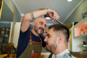 Employee-getting-a-hair-cut